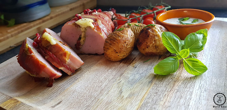 Gevulde varkenshaas met Serranoham uut Italië.